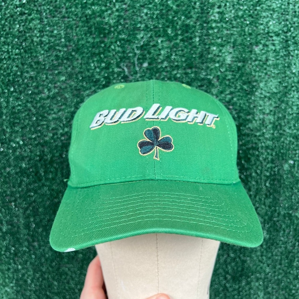 VTG Bud Light Hat Snapback Mens Adjustable Green Shamrock St. Patrick's Day 1996